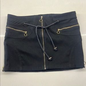 Zara Black Mini Skirt with Tie Front and Zippers